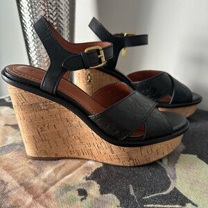 SOLD: Coach Black Wedge Sandals